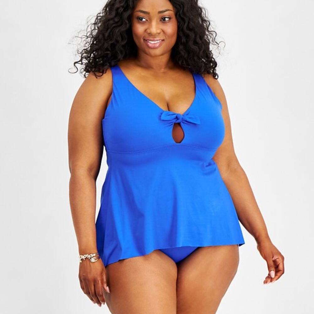 Becca Etc Color Code Flounce Tankini top ultramarine blue - 1X